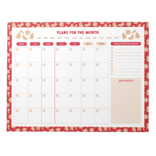 Christmas Gingerbread Monthly To Do List Planner Notepad