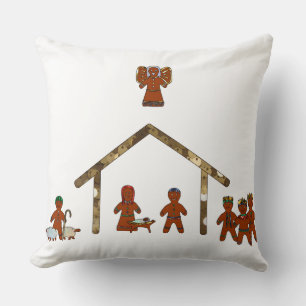 christmas gingerbread nativity cushion