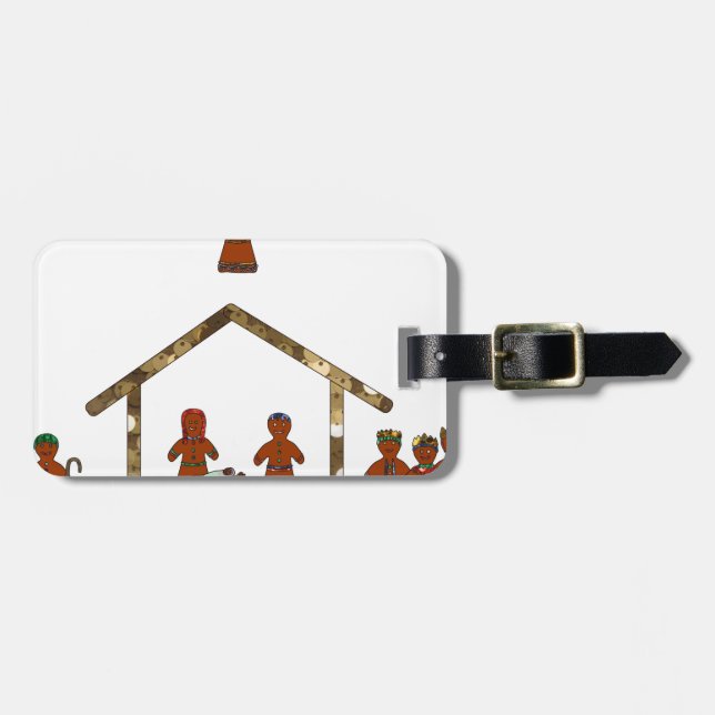 christmas gingerbread nativity luggage tag (Front Horizontal)