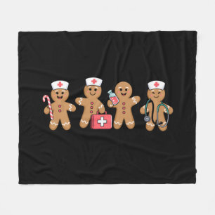 Christmas Gingerbread Nurse Team Crew Gifts Fleece Blanket