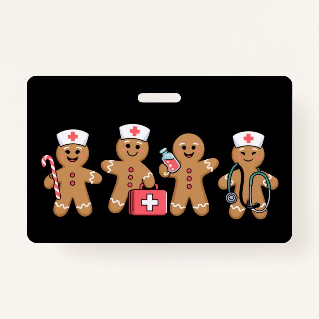 Christmas Gingerbread Nurse Team Crew Gifts ID Badge (Front)