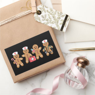 Christmas Gingerbread Nurse Team Crew Gifts Rectangular Sticker