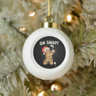 Christmas Gingerbread Oh Snap Cookie Golf Golfer Ceramic Ball Christmas Ornament