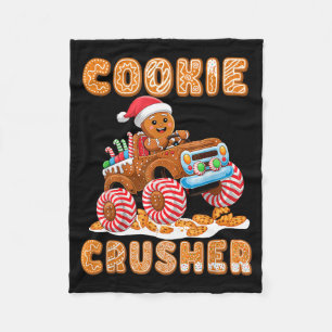 Christmas Gingerbread Pajamas Cookie Crusher Monst Fleece Blanket