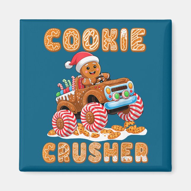 Christmas Gingerbread Pajamas Cookie Crusher Monst Magnet (Front)