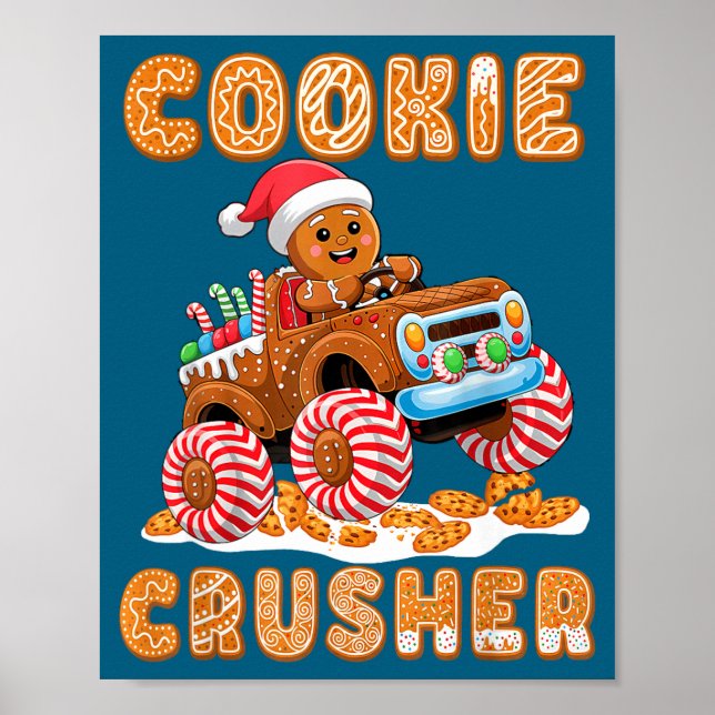Christmas Gingerbread Pajamas Cookie Crusher Monst Poster (Front)