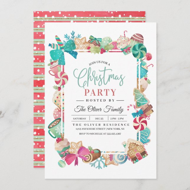 Christmas Gingerbread Party Invitation (Front/Back)