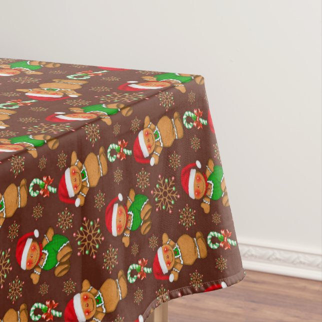 Christmas gingerbread pattern cookie tablecloth (In Situ)
