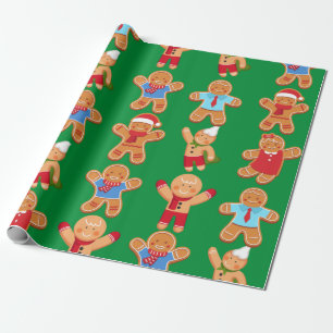 Christmas Gingerbread People Wrapping Paper