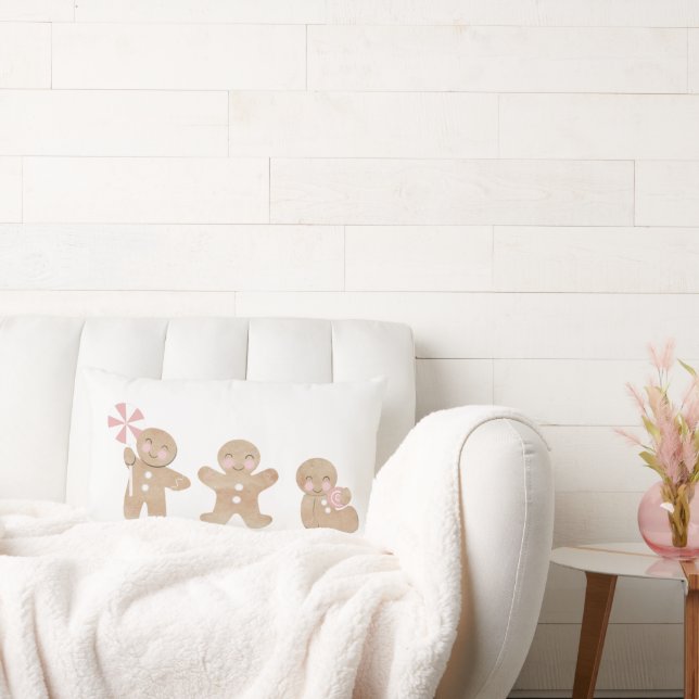 Christmas Gingerbread Pink Throw cushion (Couch)