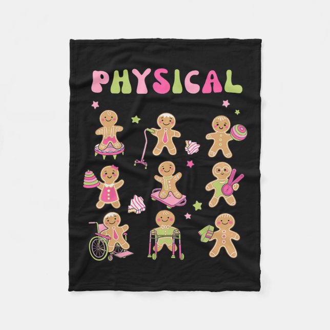 Christmas Gingerbread Pt Physical Therapy Istant X Fleece Blanket (Front)