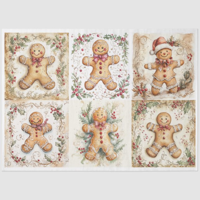 Christmas Gingerbread Rounds Tissue Paper (Front)