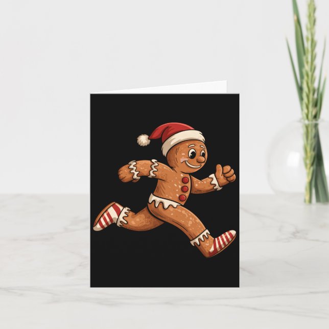 Christmas Gingerbread Running Funny Runners Pajama Card (Front)