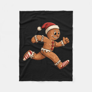 Christmas Gingerbread Running Funny Runners Pajama Fleece Blanket
