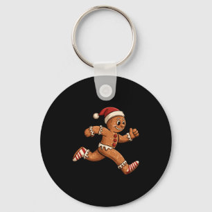 Christmas Gingerbread Running Funny Runners Pajama Key Ring