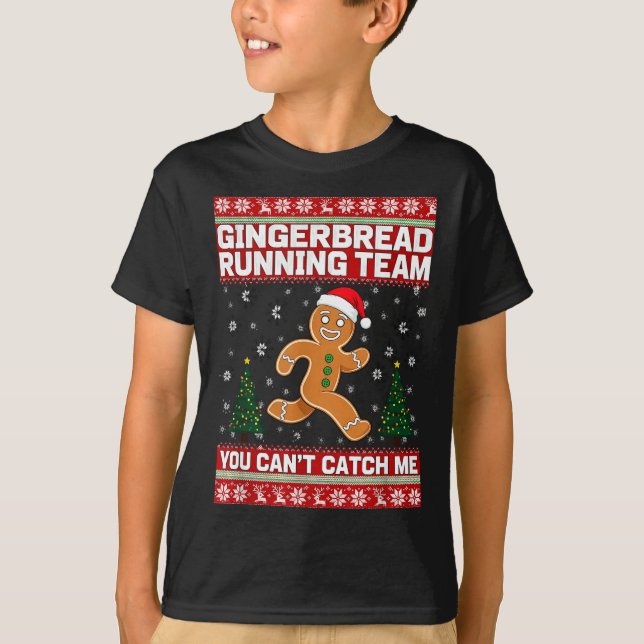 Christmas Gingerbread Running Team Funny Xmas Tee  (Front)