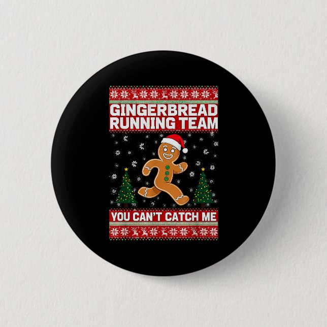 Christmas Gingerbread Running Team Funny Xmas Tee  6 Cm Round Badge (Front)