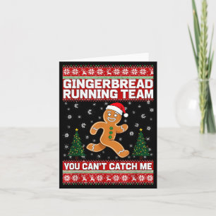 Christmas Gingerbread Running Team Funny Xmas Tee  Card