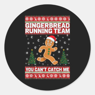 Christmas Gingerbread Running Team Funny Xmas Tee  Classic Round Sticker