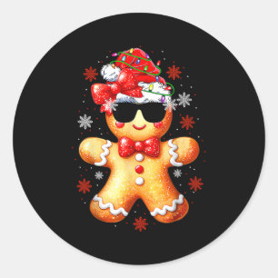 Christmas Gingerbread, Santa, Girls Women Funny Gi Classic Round Sticker