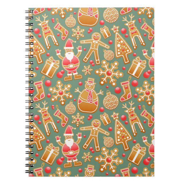 christmas gingerbread santa spiral notebook (Front)