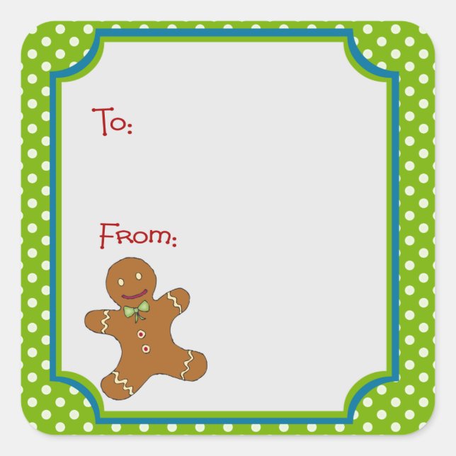 Christmas Gingerbread Sticker Gift Tag (Front)