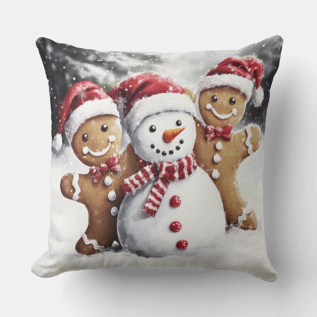 Christmas Gingerbread Throw Pillow (Front)