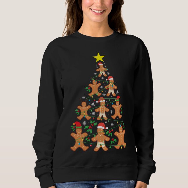Christmas Gingerbread Tree Holiday Funny Xmas Sweatshirt (Front)