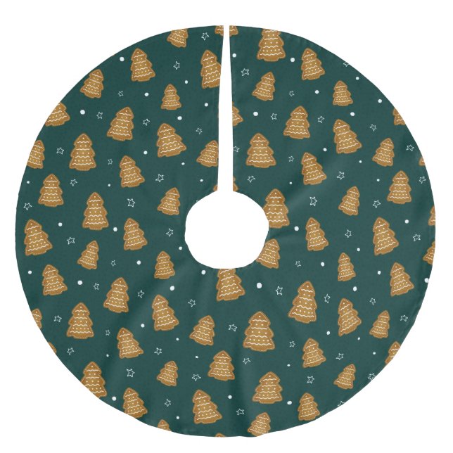 Christmas Gingerbread Trees Brushed Polyester Tree Skirt (Front)
