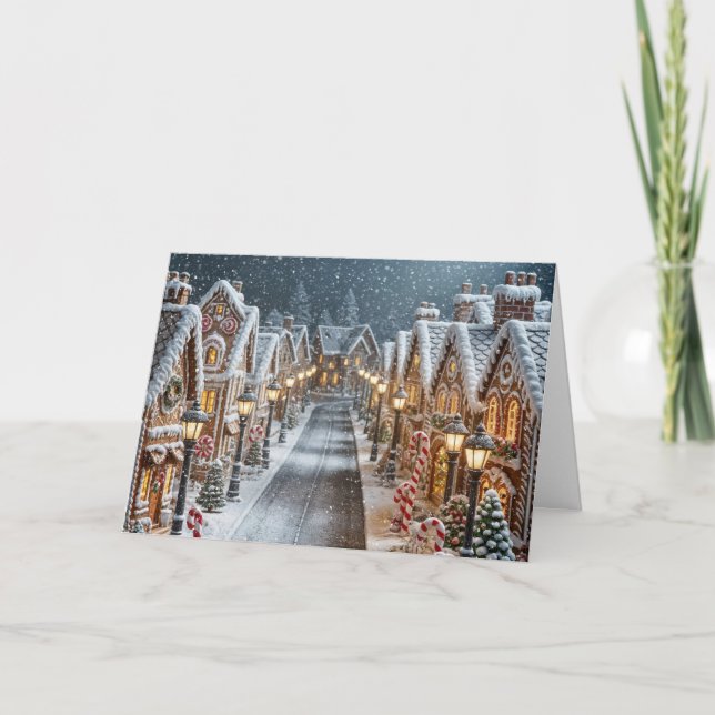 Christmas Gingerbread Village Card (Front)
