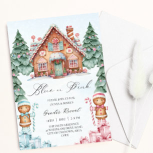 Christmas Gingerbread Winter Baby Gender Reveal Invitation