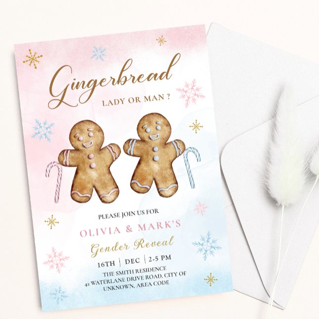 Christmas Gingerbread Winter Gender Reveal Invite (Creator Uploaded)