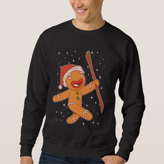 Christmas Gingerbread With Santa Hat Gift For Xmas Sweatshirt (Front)