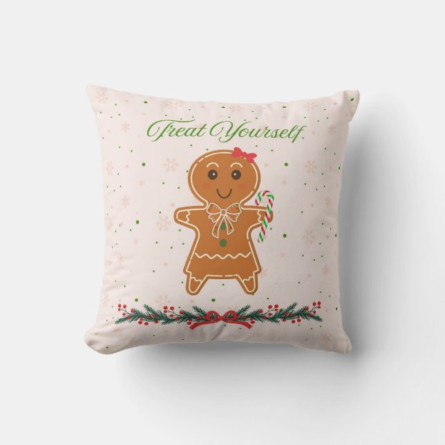 Christmas Gingerbread Woman Cushion (Front)