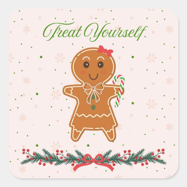 Christmas Gingerbread Woman Square Sticker (Front)