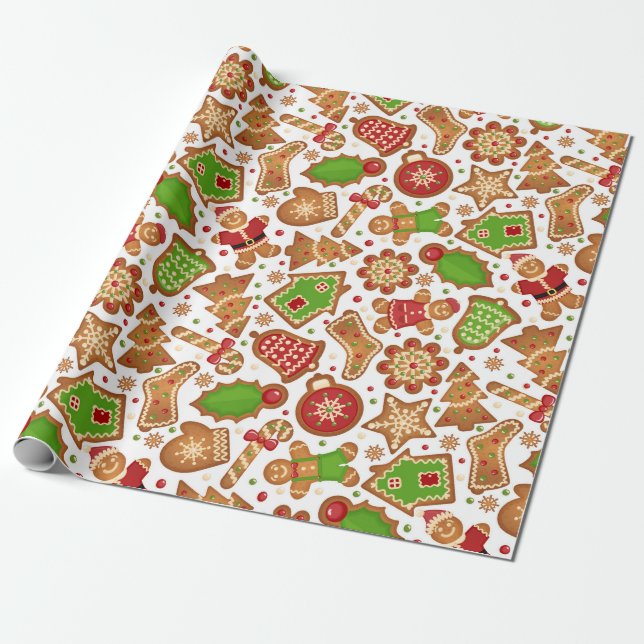 Christmas Gingerbread Wrapping Paper (Unrolled)