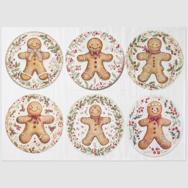 Christmas Gingerman Rounds Tissue Paper (Front)