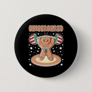Christmas Gingershred Funny Gingerbread Man Gym Bo 6 Cm Round Badge