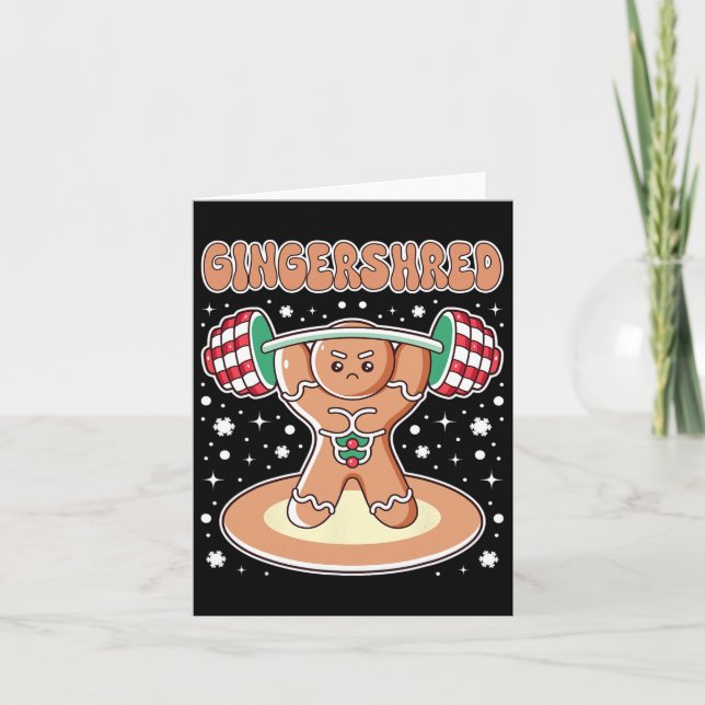 Christmas Gingershred Funny Gingerbread Man Gym Bo Card (Front)