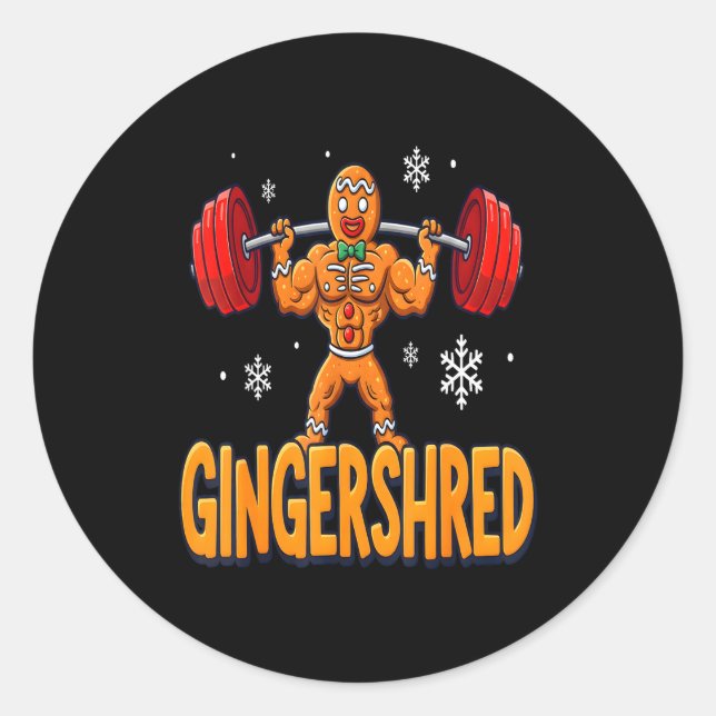 Christmas Gingershred Gym Bodybuilding Funny Ginge Classic Round Sticker (Front)
