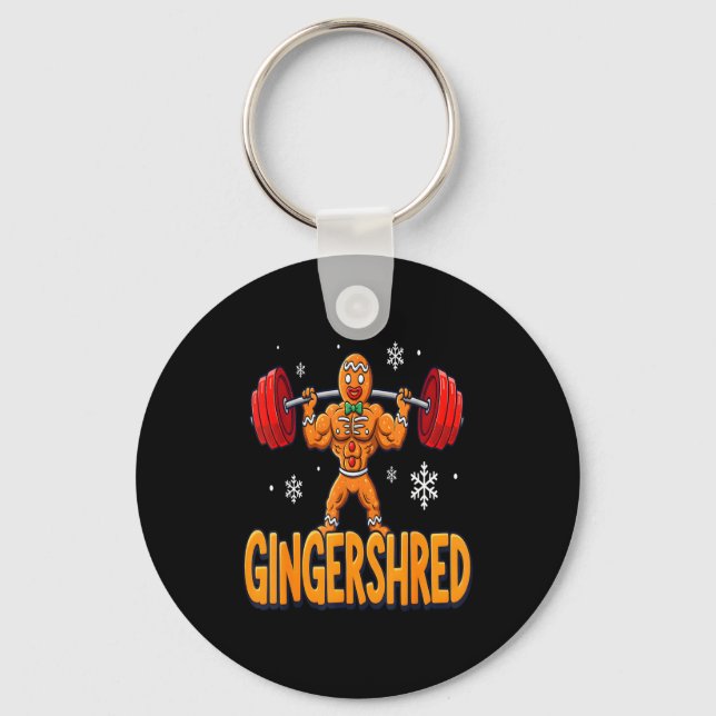 Christmas Gingershred Gym Bodybuilding Funny Ginge Key Ring (Front)