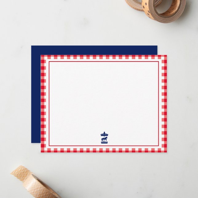 Christmas Gingham chic note card (Front/Back In Situ)