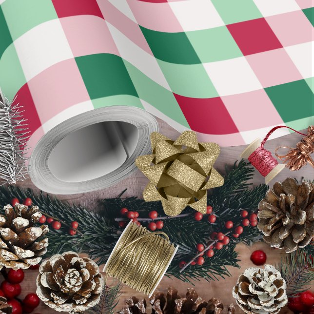 Christmas Gingham - Red, Green and White Wrapping Paper (Christmas Gingham - Red, Green and White Wrapping Paper by Leapfroglisics Shop)
