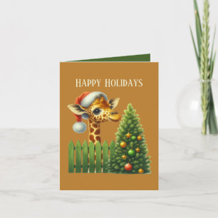 Christmas giraffe add message holiday card