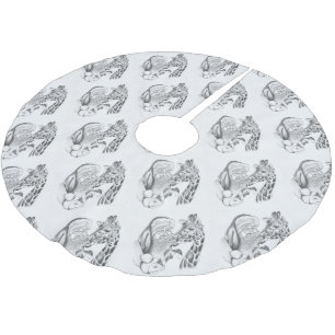 Christmas Giraffe and Santa Brushed Polyester Tree Skirt
