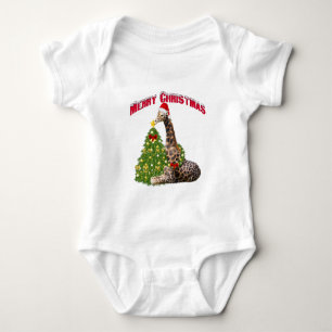 Christmas Giraffe Baby Bodysuit