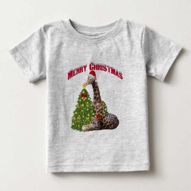 Christmas Giraffe Baby T-Shirt (Front)