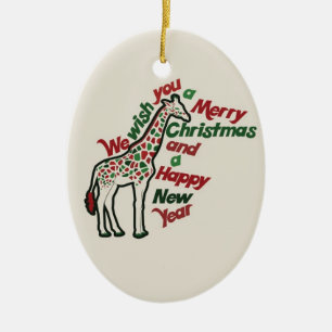 Christmas Giraffe Ceramic Tree Decoration
