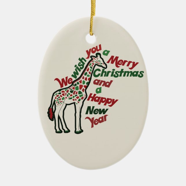 Christmas Giraffe Ceramic Tree Decoration (Front)