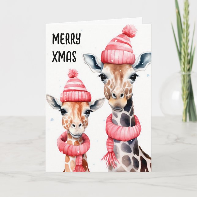 Christmas Giraffe Christmas Card (Front)